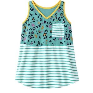 Leopard Print Striped Tank Top